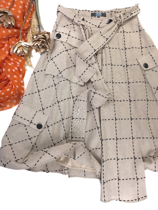 Anthropologie Dresses & Skirts - Anthropologie Eva Franco Windowpane Belted Pocket Detailed Wrapped Skirt - Sz 6
